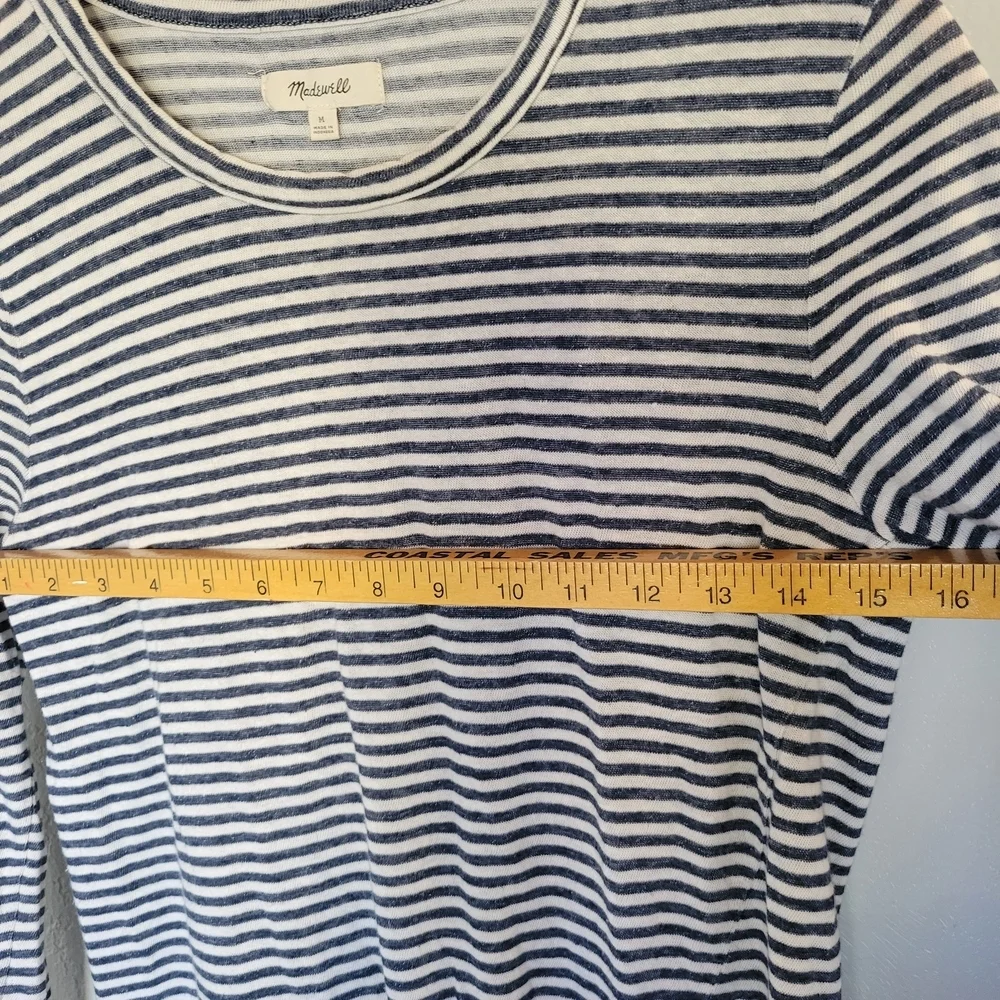 Madewell Women's Side Tide Blue and White Striped Long Sleeve T Shirt Size M - Picture 7 of 11